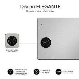 SUBBLIM SUB-MP-10WAL01 Alfombrilla para Ratón de Aluminio Negro con Carga Inalámbrica Rápida 10W y Soporte Móvil Antideslizante