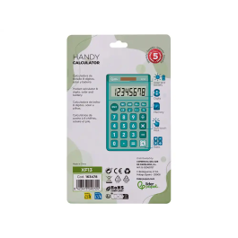 Liderpapel xf13 Calculadora de Bolsillo 8 Dígitos Solar y Pila 115x65x8 mm Color Verde