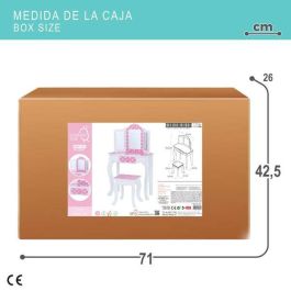 Tocador belleza de madera con lunares blanco y rosa 63x29x100 cm Tocador belleza de madera con lunares blanco y rosa 63x29x100 cm
