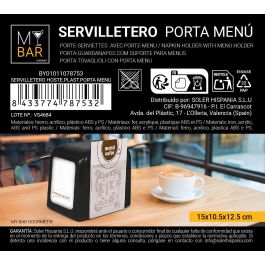 Inde Servilletero Dispensador y Porta Menú para Hostelería My Bar de Plástico | 15 cm Largo x 10,6 cm Ancho x 13,1 cm Alto (12 Unidades) Inde Servilletero Dispensador y Porta Menú para Hostelería My Bar de Plástico | 15 cm Largo x 10,6 cm Ancho x 13,1 cm Alto (12 Unidades)