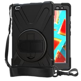 eSTUFF AUSTIN Defender Funda Antigolpes para Lenovo TAB M8 HD, con Soporte 360°, Correa de Mano y Hombro, Negra