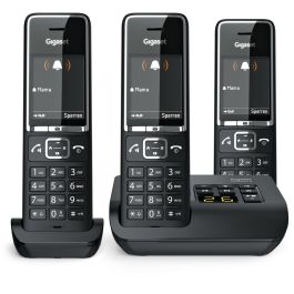 Gigaset COMFORT 550A Teléfono Inalámbrico Trio Negro con Contestador Automático y Altavoz, 200 Contactos