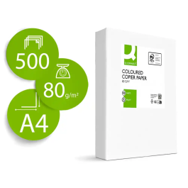 Q-connect Papel Color DIN A4 80gr Verde Intenso, Paquete 500 Hojas