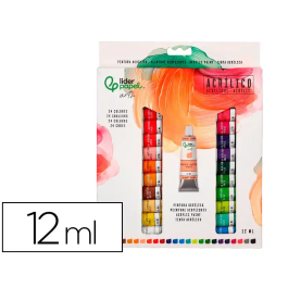 Liderpapel Pintura acrilica caja de 24 tubos de aluminio de 12 ml colores surtidos Precio: 12.5235. SKU: B1B5HB5MWK