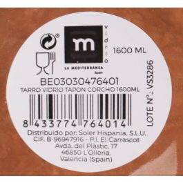 Tarro de vidrio con tapón de corcho 1600 ml - La Mediterranea (8 Unidades) Tarro de vidrio con tapón de corcho 1600 ml - La Mediterranea (8 Unidades)