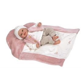 Muñecas Arias Muñeca Elegance Colin Rosa de 40 cm con Manta – Muñeco de Peso para Niños +3 Años
