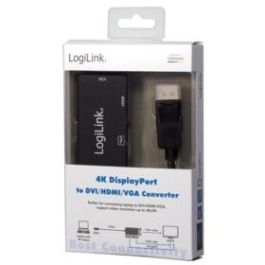 LogiLink CV0109 Adaptador DisplayPort 1.2 a DVI/HDMI/VGA, 4K (3840x2160) - Conector Macho DisplayPort a Hembra