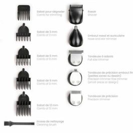 Livoo DOS187 Set Recortador Multifunción, 3,7W, 90 min, 5 Cabezales, 5 Peines, Base Almacenamiento, Negro/Azul