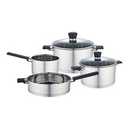 Baumalu Batería de Cocina Onyx Juego de 6 Piezas de Acero Inoxidable, Cacerolas y Sartén con Tapas de Vidrio y Mangos de Baquelita Precio: 70.50000023. SKU: B14RPW7EF9