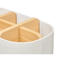 Berilo Organizador Plástico Bambú 5 Huecos Blanco 17.8 x 10 x 8 cm (Set de 24)
