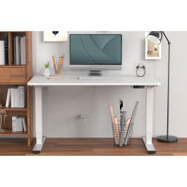DIGITUS Bastidor de Mesa Eléctrico Altura Regulable, Dual-Motor, 3 Etapas, Blanco, 100 kg, 2 Patas