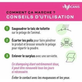 Vetocanis Champú Seco en Polvo para Gatos - Alta Absorción de Grasa y Suciedad para un Pelaje Limpio
