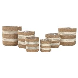 Macetero Boho DKD Home Decor Natural Blanco 30 x 27 x 30 cm Set de 6 (2 Unidades) Macetero Boho DKD Home Decor Natural Blanco 30 x 27 x 30 cm Set de 6 (2 Unidades)