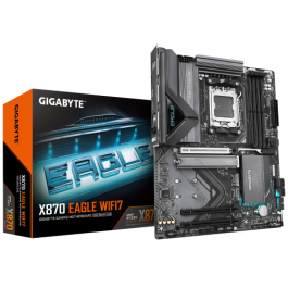 GIGABYTE Placa Base X870 EAGLE WIFI7 - Compatible con CPUs AMD Ryzen 9000, VRM de 14+2+2 fases, hasta 8000MHz DDR5 (OC), 4xPCIe 5.0 + 3xM.2, Wi-Fi 7, LAN 2.5GbE, USB 3.2 Gen 2x2