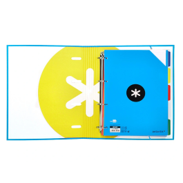 Antartik Carpeta con recambio a4 cuadro 5mm forrada 4 anillas 40mm redondas con solapa color azul