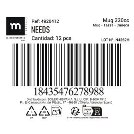 Mug Needs 330 ml - Inde (36 Unidades) Mug Needs 330 ml - Inde (36 Unidades)