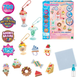 Aquabeads Kit Accesorios Dulces 35090 con 700 Abalorios para Llaveros y Decoración Inspirado en Meriendas