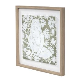 DKD Home Decor Cuadro Scandi Verde Blanco Lienzo MDF Mujer Flores 42 x 42 cm (2 Unidades)