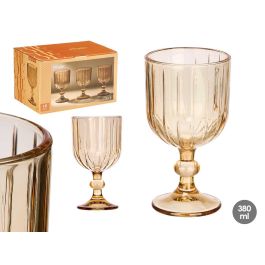 Vivalto Copa de Vino de Rayas Ámbar 380 ml de Vidrio – Diseño Elegante y Capacidad Ideal (8.8x16x7.4 cm) (Set de 24) Precio: 36.49999969. SKU: B18E3MSH69