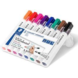 Staedtler 351 WP8 Estuche con 8 Marcadores Lumocolor para Pizarra Blanca, Punta Extra-Gruesa, Colores Surtidos, Alemania