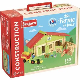 Jeujura Granja de Madera con Tractor y Animales - Juego de Construcción 140 Piezas para Niños y Niñas a partir de 5 Años