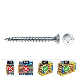 Celo Tornillo Madera Avellanado Pozi DIN VLOXP Ø5x50mm Zincado+Lubricado Caja 250 unid. para Muebles/Puertas/Ventanas
