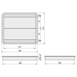 Herrajes Alk Pasacable Blanco con Tapa Amortiguador Doble, Dimensiones 300x215x25mm