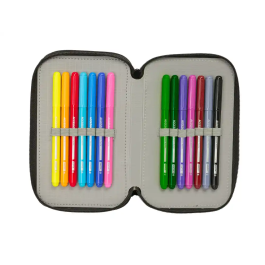 Safta Plumier Escolar Triple Cremallera 37 Piezas Graffiti 195x125x55 mm