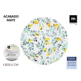 La Mediterranea Plato Llano Melamina Mate Citrus 25.5 cm para Mesa (24 Unidades)