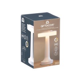 Lampara Sobremesa Toque Blanco Giftdecor 12 cm x 20 cm x 9 cm Metal Batería 800mAh Cable USB C