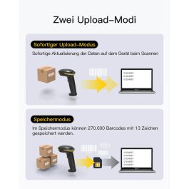 Inateck Lector de Códigos de Barras Inalámbrico y Cableado 2D CMOS BCST-35_black Portátil