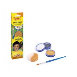 Jovi 174AN Set Maquillaje Animals 3 Botes 8ml Crema Colores Blanco, Naranja y Negro con Esponja y Pincel