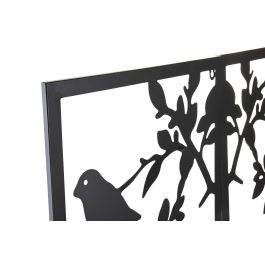 DKD Home Decor Decoración Pared Metálica Shabby con Pájaros Negro 90x70 cm Set de 2 Piezas