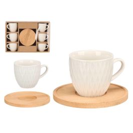 Vessia Set 6 Tazas y Platos de Café Bambú Porcelana Rombos Blanco Madera 90ml Tazas: 8,5x6,3x5,5 cm Plato: 10x10x0,5 cm (6 Unidades) Precio: 64.79000055. SKU: B1GWT2MD44
