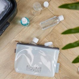 Jet Lag Neceser de Viaje Transparente con 5 Botes Reutilizables Autorizado en Cabina de Avión 19.5x4x13.5 cm