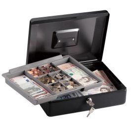 Master Lock Caja de monedas Formato M con 8 compartimentos, cerradura de llave, bandeja extraíble de acero, color negro