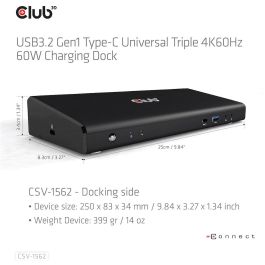 Club3D CSV-1562 Docking Station USB-C 4K 6xUSB 3.0, 2xDisplayPort, HDMI, LAN, Audio. Compatible con Windows y Mac.