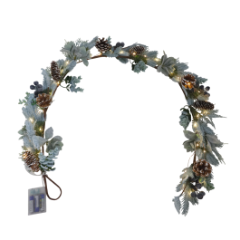 DKD Home Decor Guirnalda de Navidad Alpina de PVC con 40 Leds, 150 cm, Colores Verde y Lila (2 Unidades), con 3 Pilas AA