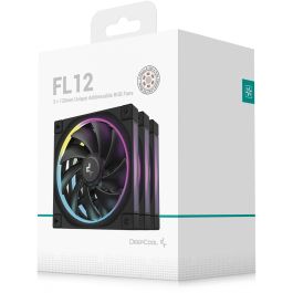 DeepCool FL12-3 in 1 Ventilador 120mm Triple Pack PWM FDB Iluminación LED RGB para Carcasa PC, Negro