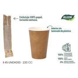 Set de 45 vasos de cartón Kraft 220 cc - Algon (20 Unidades) Precio: 27.50000033. SKU: B1JGCB4GRV
