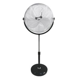 Ventilador de pie industrial, con base circular. cromado/negro potencia: 120w aspas: ø50cm altura regulable 118-148cm edm Precio: 78.49999993. SKU: B1FL3J9VQJ