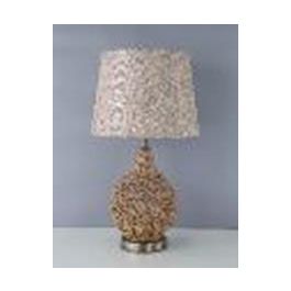 DKD Home Decor Lámpara de Sobremesa Balines Ratán y Lino Beige Natural 33 x 33 x 60 cm