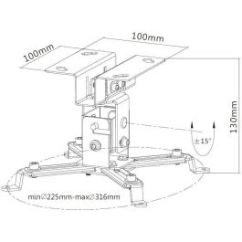 Techly ICA-PM 2S Soporte de Techo para Proyector, Extensible 130mm, Inclinable/Giratorio, Plata, 20 kg
