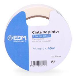 Edm Cinta de Pintor "Kreep" de Papel Crudo 36 mm x 45 m para Aplicación de Pintura, Grosor 0.13 mm