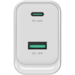 Conceptronic Cargador 45W PD3.0/PPS GaN ALTHEA20W45, 2 Puertos USB-C y USB-A, Carga Rápida, Blanco