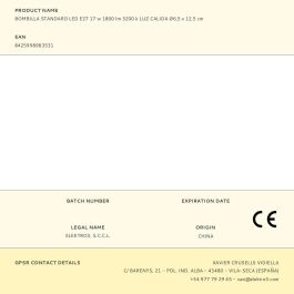 Edm Bombilla Standard LED E27 17W 1800 lm 3200 K Luz Cálida Ø6,5 x 12,5 cm