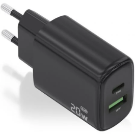 AISENS - CARGADOR GaN 20W, 1xUSB-C PD3.0, 1xUSB-A QC3.0, NEGRO Precio: 4.88999962. SKU: B1EMNGJMAW