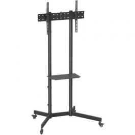 AISENS - SOPORTE DE SUELO ECO CON RUEDA, BANDEJA PARA DVD PARA MONITOR/TV 45KG DE 37-70, NEGRO
