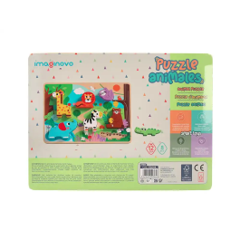 Imaginovo Puzle Infantil Madera 3D Animales +12 Meses 8 Piezas 29,5x22x1,7cm