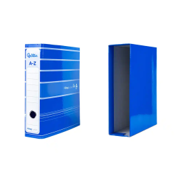 Liderpapel Archivador de Palanca A4 Filing System Forrado Azul Lomo 80mm con Caja y Compresor Metálico